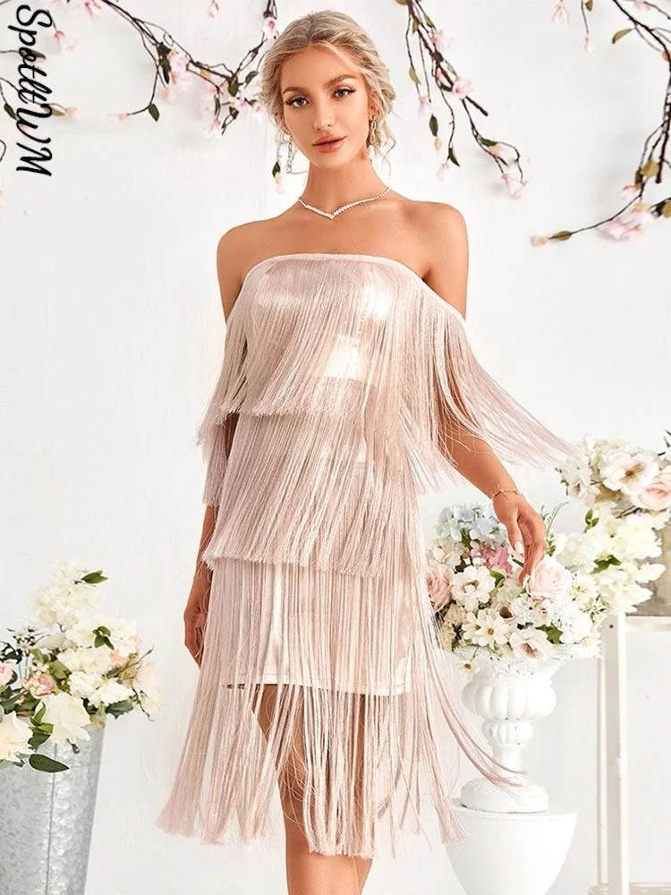 

Женское эротогеничное однотонное элегантное платье с бахромой, Женская мода 1244, без бретелей 1240;sukienki 12412; Без рукавов 2023