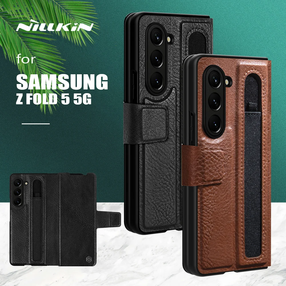 

for Samsung Galaxy Z Fold 5 5G Case Nillkin Aoge Full Cover Luxury Leather Case Pen Slot Business Case for Samsung Z Fold 5 Case