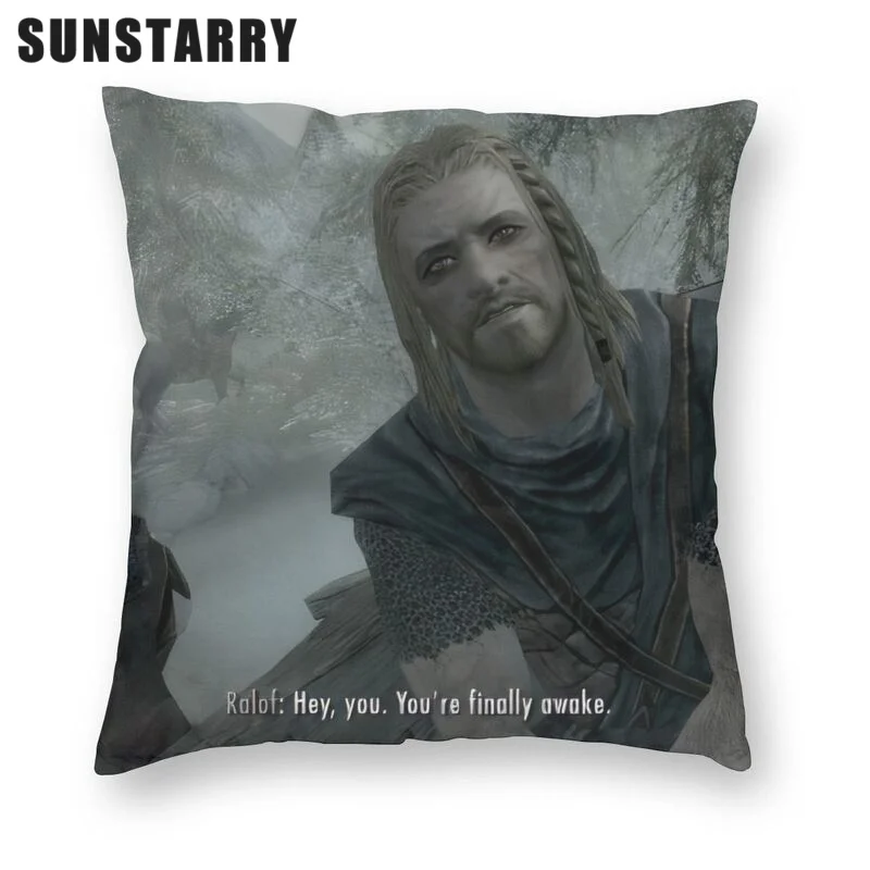 

Наволочка для подушки с надписью Hey You Are наконец бодрствование Skyrim мем декоративная квадратная Полиэстеровая наволочка для подушки 45x45 см ...