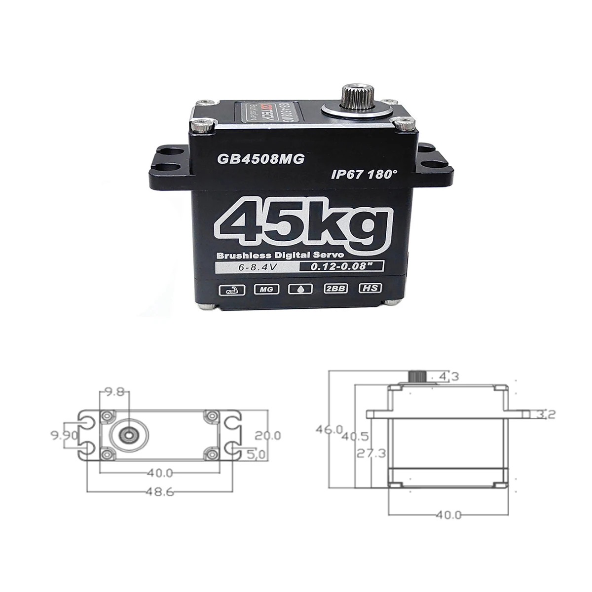 GOTECK 45 кг бесщеточный сервопривод цифровой водонепроницаемый рулевой 8 4 В с