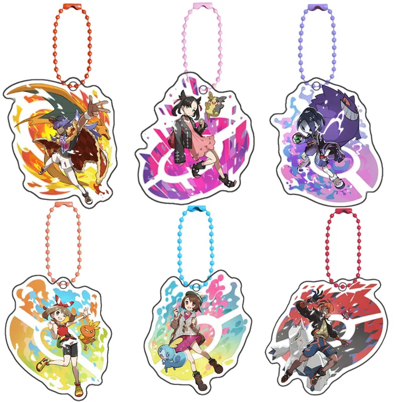Фото Оригинальный акриловый брелок Pokemon Homemade Machamp Charizard Gengar Mudkip Fennekin Morpeko в стиле аниме, периферийный брелок, кулон №1