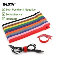 102050pcs t type self adhesive wire tie reusable fastening cable ties nylon loop hook tape for headphone winding binding wires