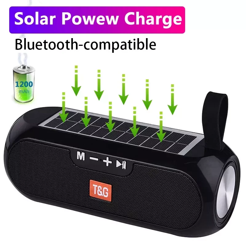 

Solar charging Portable Bluetooth-compatible Speakers Column Wireless Stereo Music waterproof AUX FM radio super bass altavoces