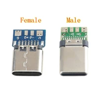 usb 3 1 type c malefemale connectors jack tail 14pin usb male plug electric terminals welding diy data cable support pcb board