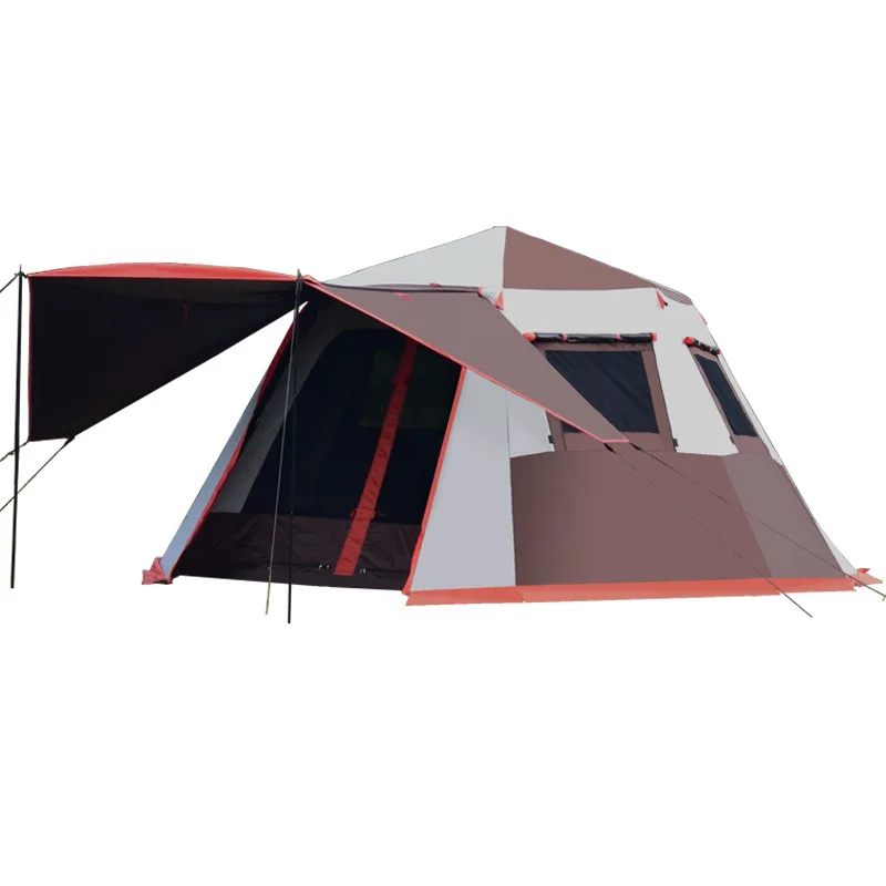 

L Size Hexagon Tent Aluminum Pole Outdoor Automatic Portable Vinyl Rainproof Camping Fully Quick Open 2rooms Luxury Tourist