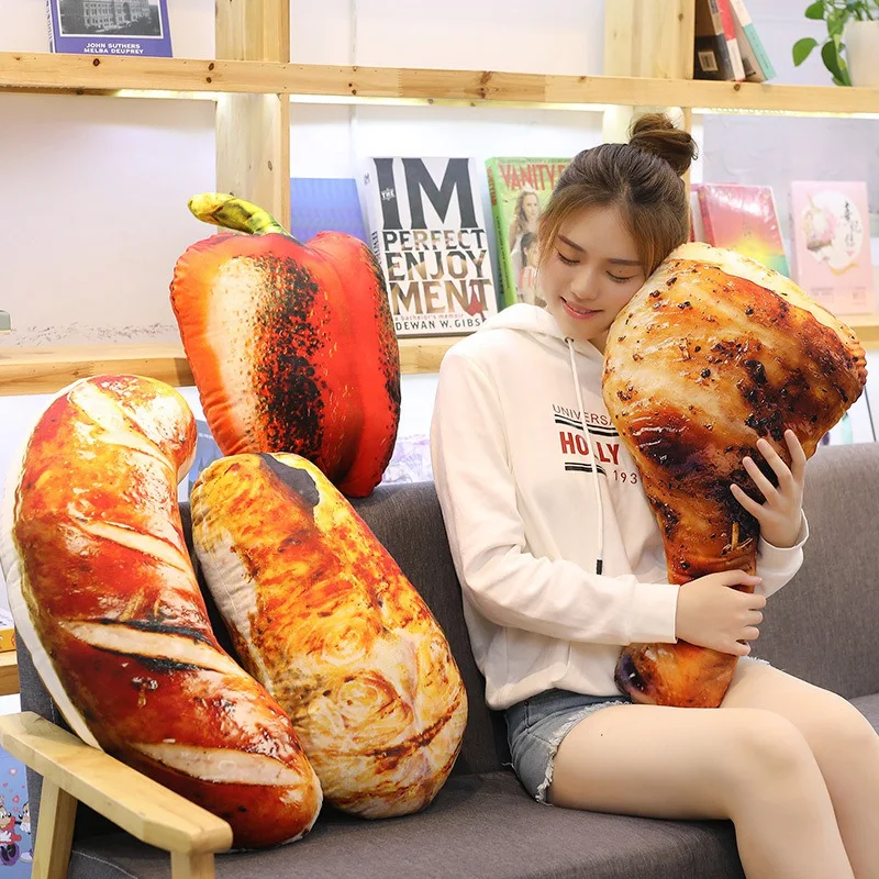 

70CM Simulation Fish Plush Food Grilled Drumstick Sausage Squid Stuffed Soft Cushion BBQ Pillow Creative Baking Pet Kid Toy