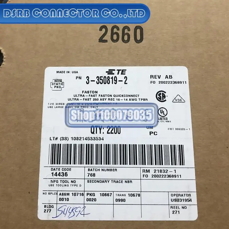 

50 шт./лот 100% новый и оригинальный 3-350819-2 для 14-16AWG