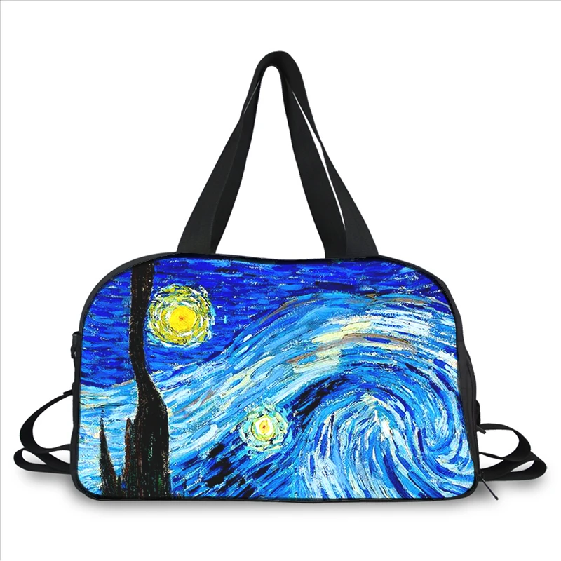 Van gogh art painting 3D printing fashion trend portable large capacity multi-function messenger bag travel bag