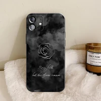 fashion black rose apple phone case for iphone 11 12 pro max 13 mini x xs xr 7 8 plus se 2020 6s 6 full lens protection cover