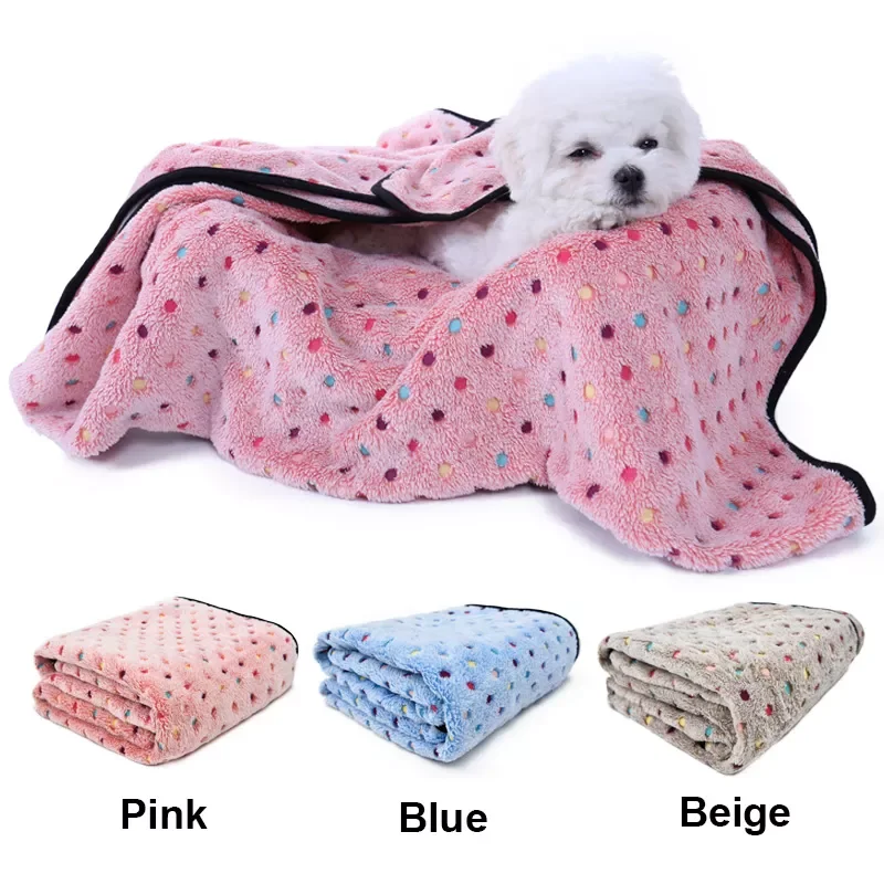 

Pet Dog Blanket Fleece Fabric Soft Dog Towel Cat Puppy High Quality Blanket Cute Design Pet Mat 3 Colors 3 Sizes