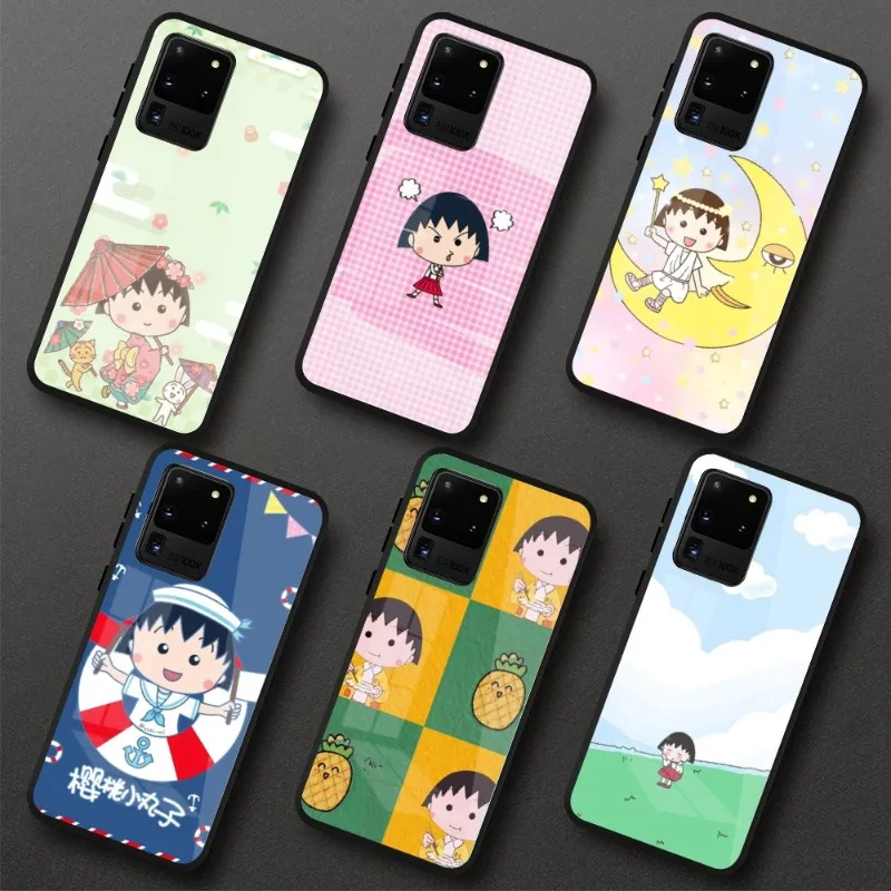 

C-c Chibi Maruko O-o чехол для телефона Samung Galaxy S23 S22 S21 Pro Ultra M14 A14 A34 A54 A13 A33 A53 черный PC стеклянный чехол для телефона