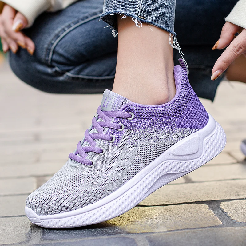 

Повседневная обувь QZ424 на плоской подошве, Весенняя женская дышащая сетчатая обувь для тенниса на шнуровке, женская спортивная обувь для пр...