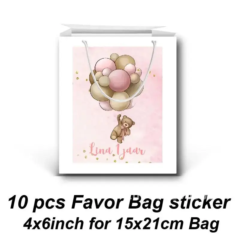 Розовый медведь воздушный шар мешочек для сока этикетки клейкая упаковка конфет
