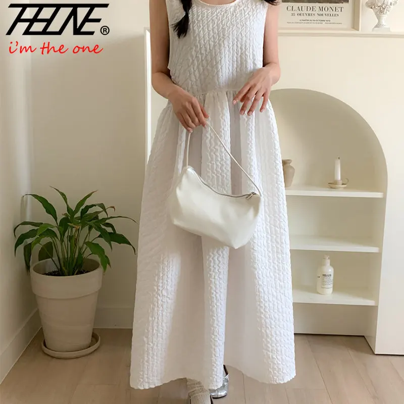 

Платье женское летнее длинное Плиссированное без рукавов с тиснением