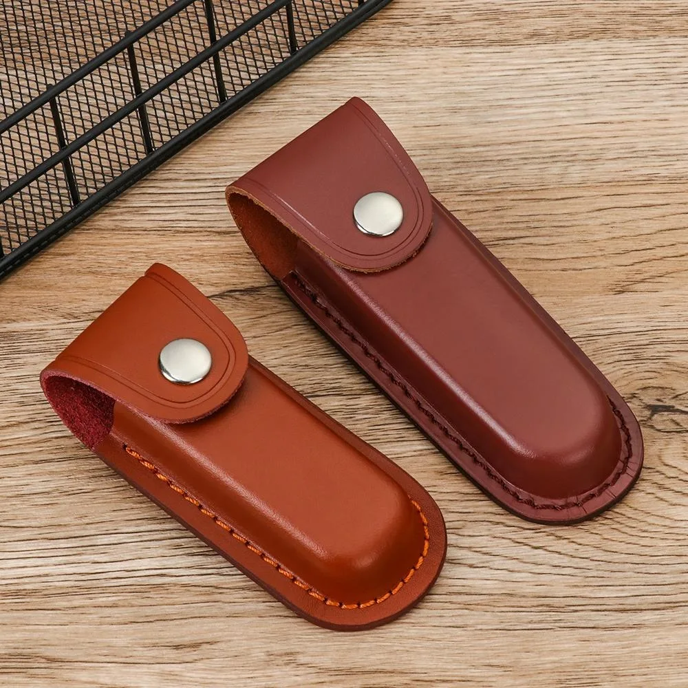 Коричневая Складная Искусственная Ручка С Кожаным Чехлом Портативное