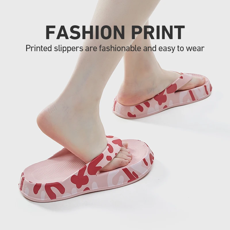 UTUNE Print EVA Thick Bottom New Flip-flops for Women Men Summer Non-slip Home Bottom Slides Bathroom Sandal Outdoor Men Shoes