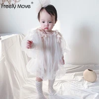 freely move baby girls costumes summer petal half sleeve infant baby romper for girls clothing toddler girls mesh tulle jumpsuit