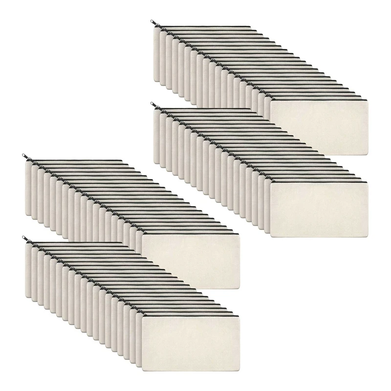 

80Pcs Canvas Zipper Bag Pencil Case Cosmetic Bag Blank Bag DIY Craft Bag Cosmetic Bag Cosmetic Bag DIY Craft School