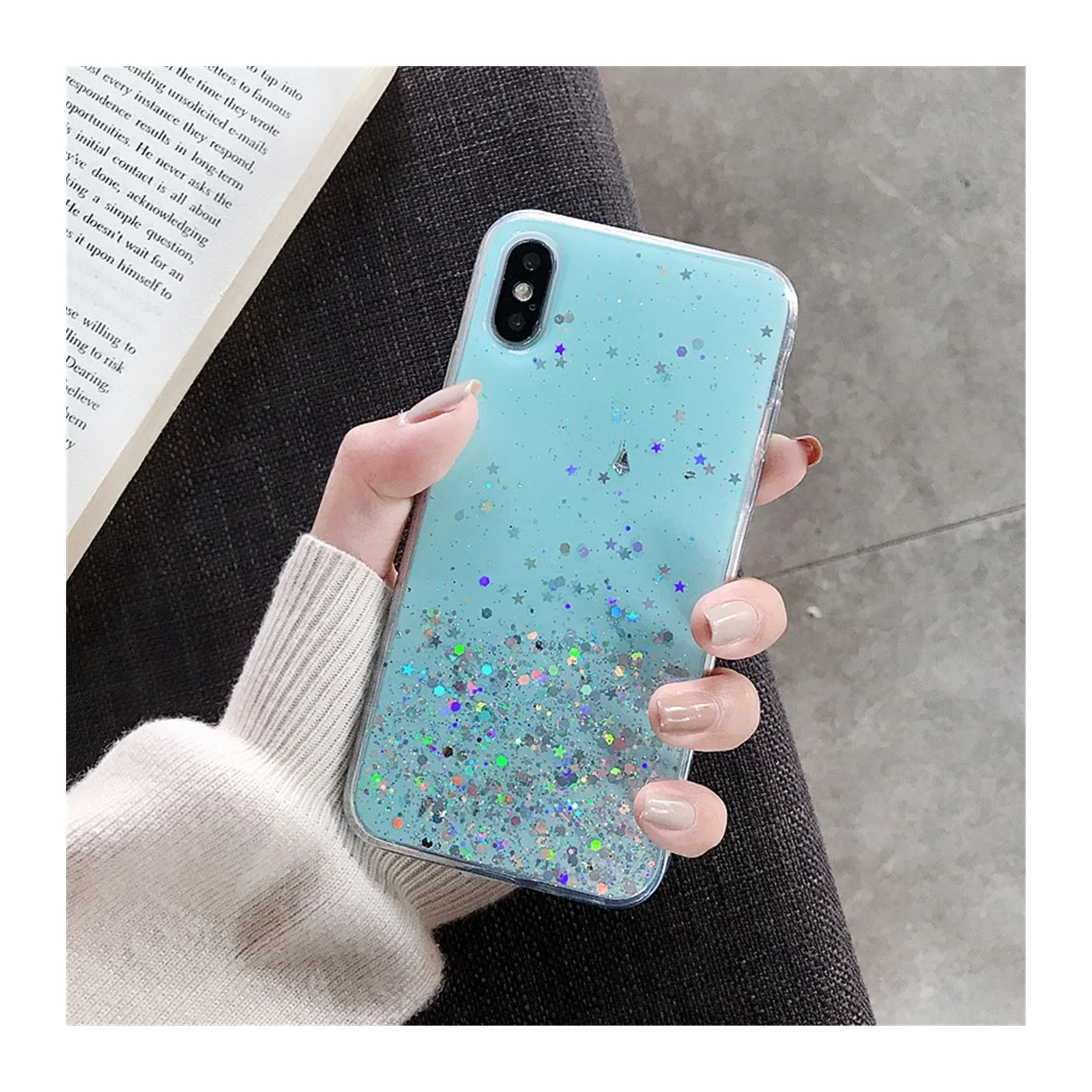 

2022 Glitter Star Silicone Case For iPhone 11 Pro XS X XR Max Shining Sequin TPU Clear Back Cover For iPhone 6 6S 7 8 12 Plus
