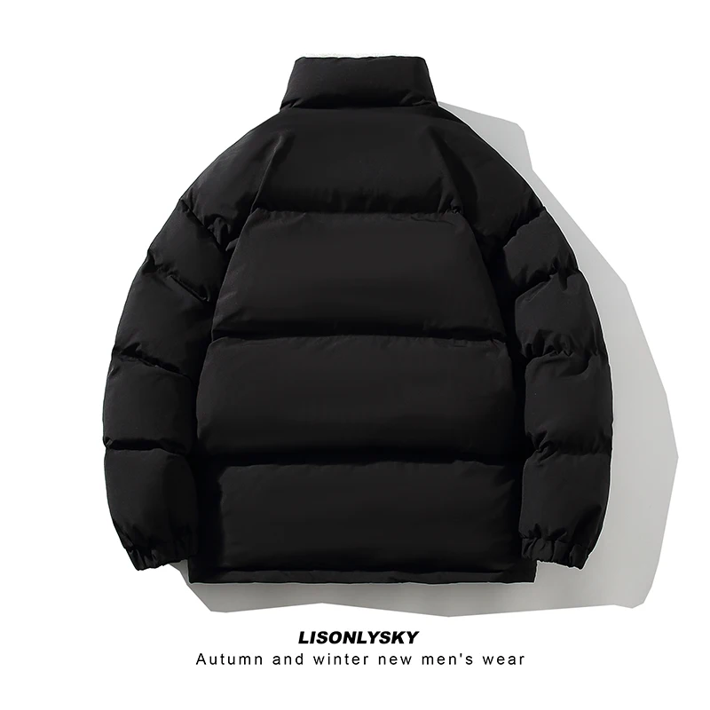 Legible Thicken Warm Winter Jacket Men Solid Loose Winter Coats Male Stand Collar Fleece Parkas Man