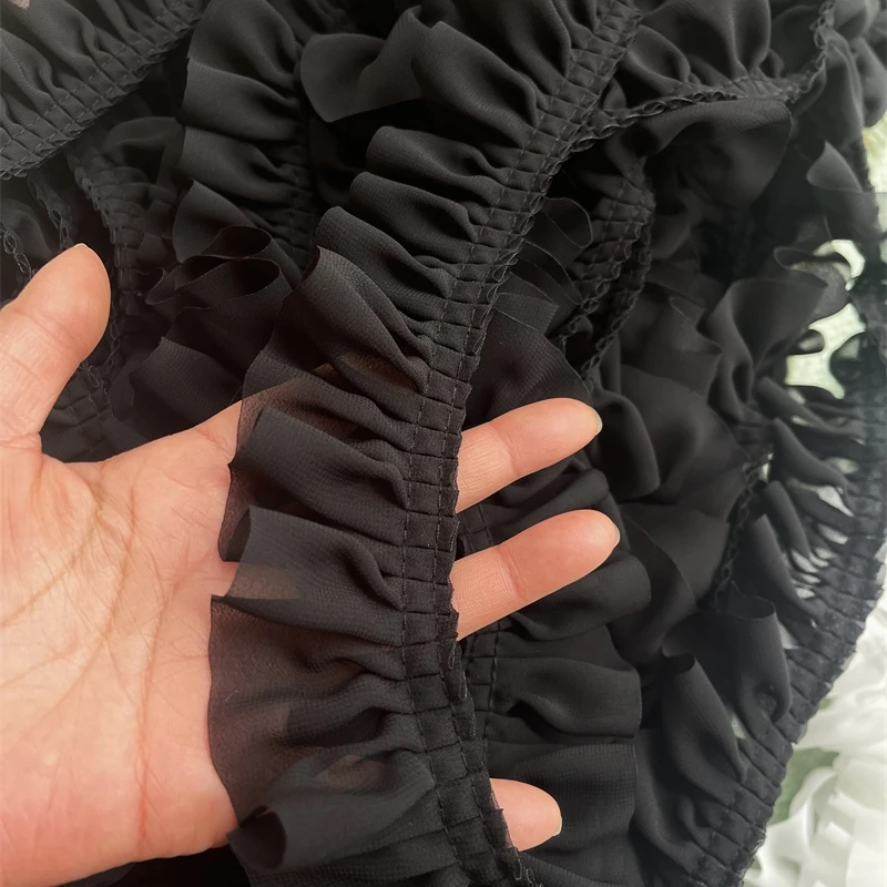 Двухслойная шифоновая ткань для рукоделия гофрированная лента оборка манжеты