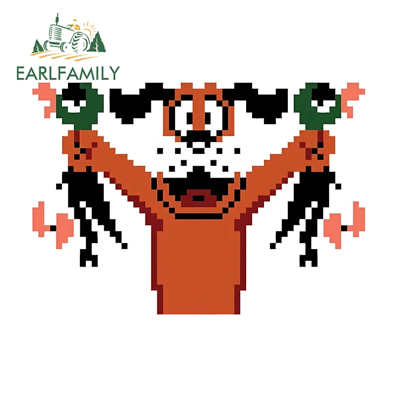 

EARLFAMILY 13 см x 9,1 см для утиного охоты с собакой Пиксельная Автомобильная наклейка милое животное оконная наклейка защита двери автомобиля графика