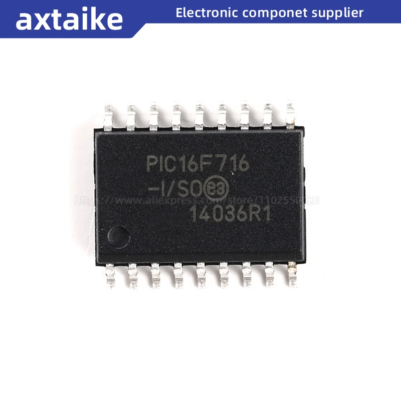 5PCS PIC16F716-I/SO PIC16F716 SOP-18 8-bit Microcontrollers - MCU 3.5KB 128 RAM 13 I/O SMD IC