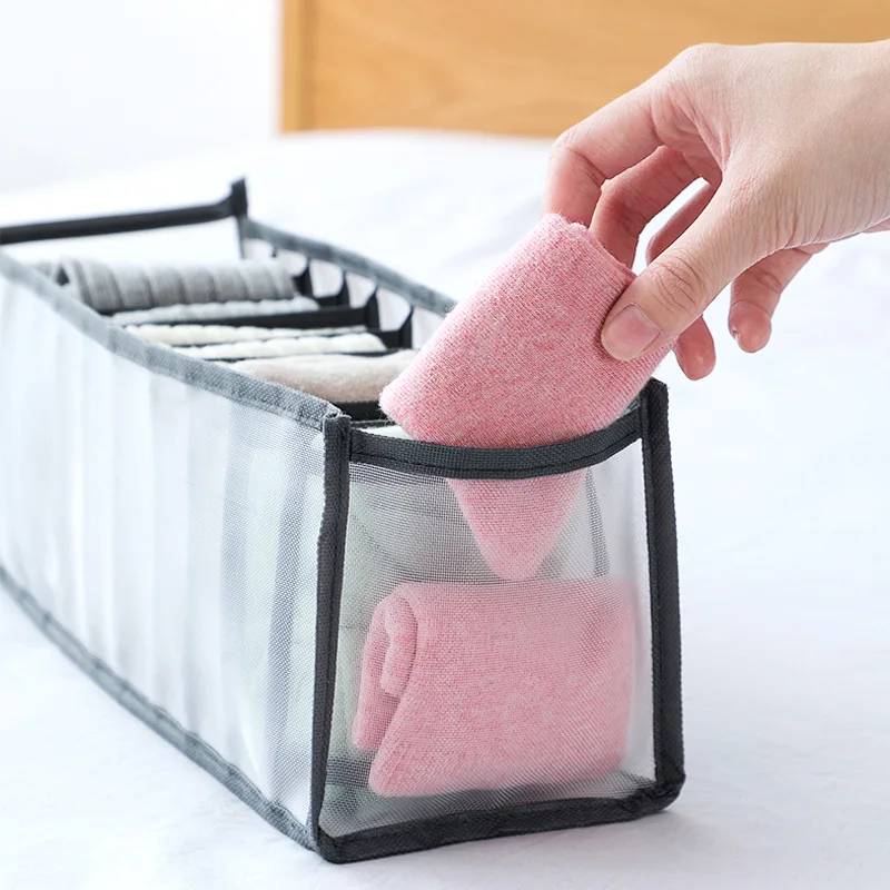 

Home Closet Storage Box Foldable Separated Underwear Storage Box Wardrobe Clothes Jeans Socks Organizer