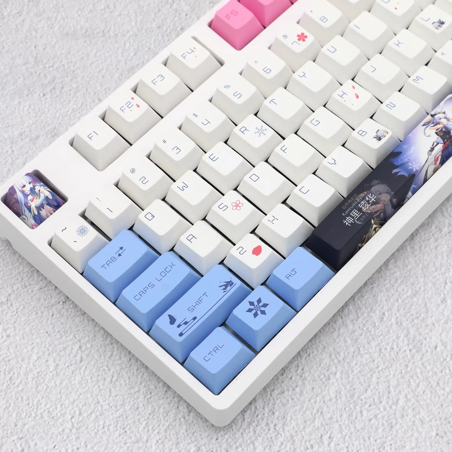 Kamisato Ayaka keycaps. Аксессуары для клавиатуры. Ayaka keycaps. Кнопка импакт