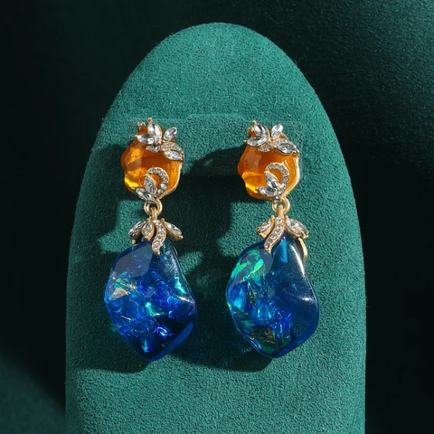 LOVE GREEN LIVE GREEN Серьги-капельки из меди с камнями