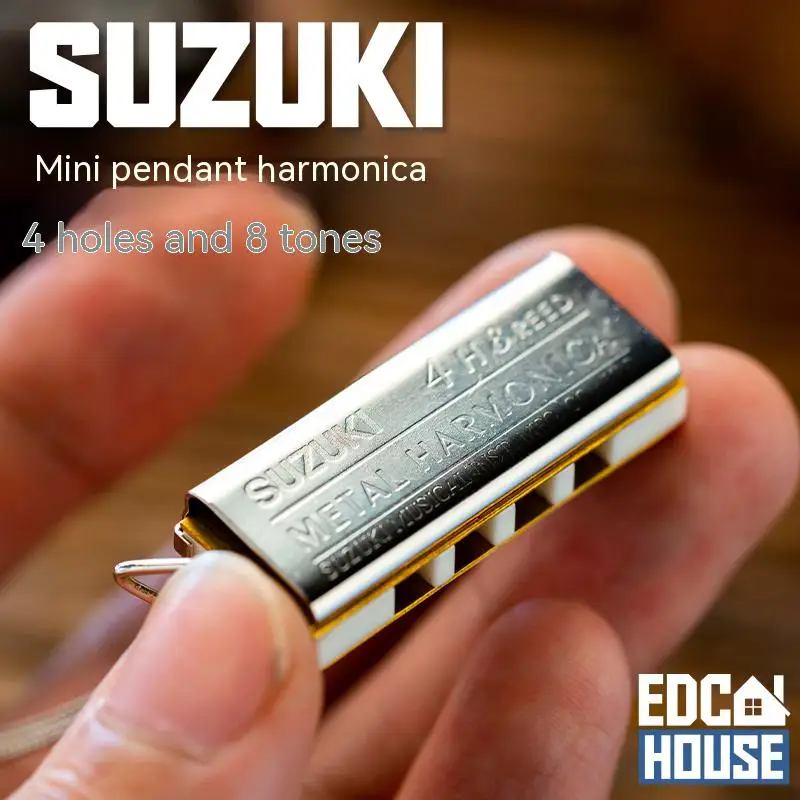 Imported Suzuki Suzuki Four-hole Eight-tone Mini Mini Harmonica Necklace Pendant Outdoor Portable Old Blacksmith Edc
