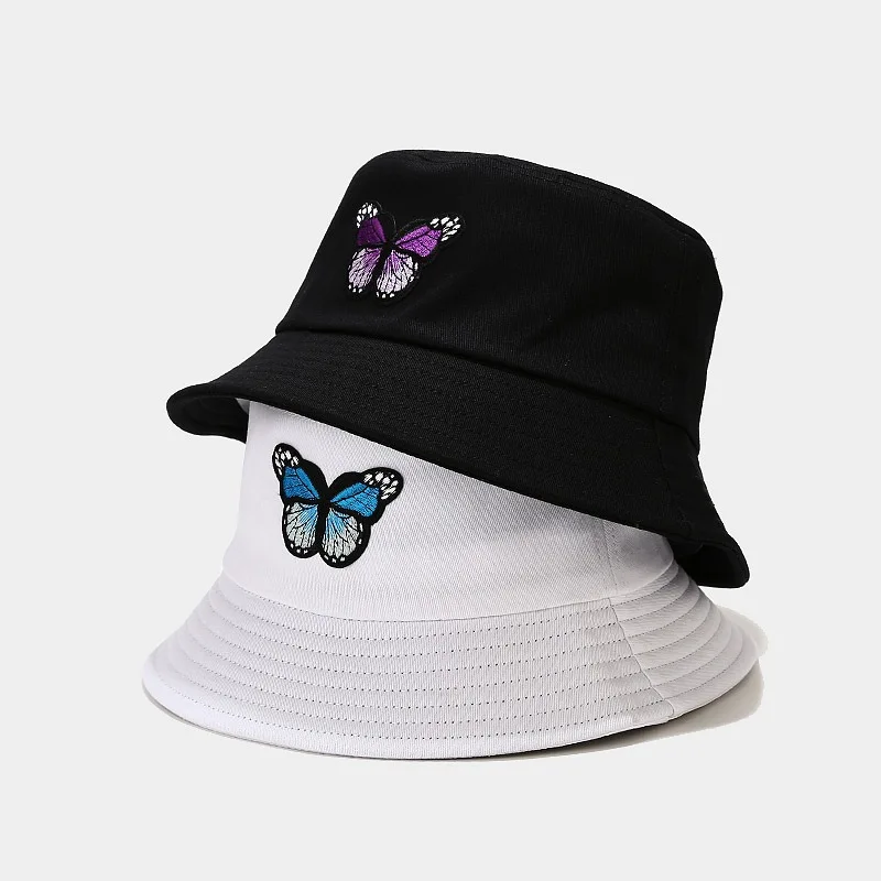 

GQILYYBZ women's spring and summer cute butterfly fisherman hat korean outdoor simple basin bucket hats for women