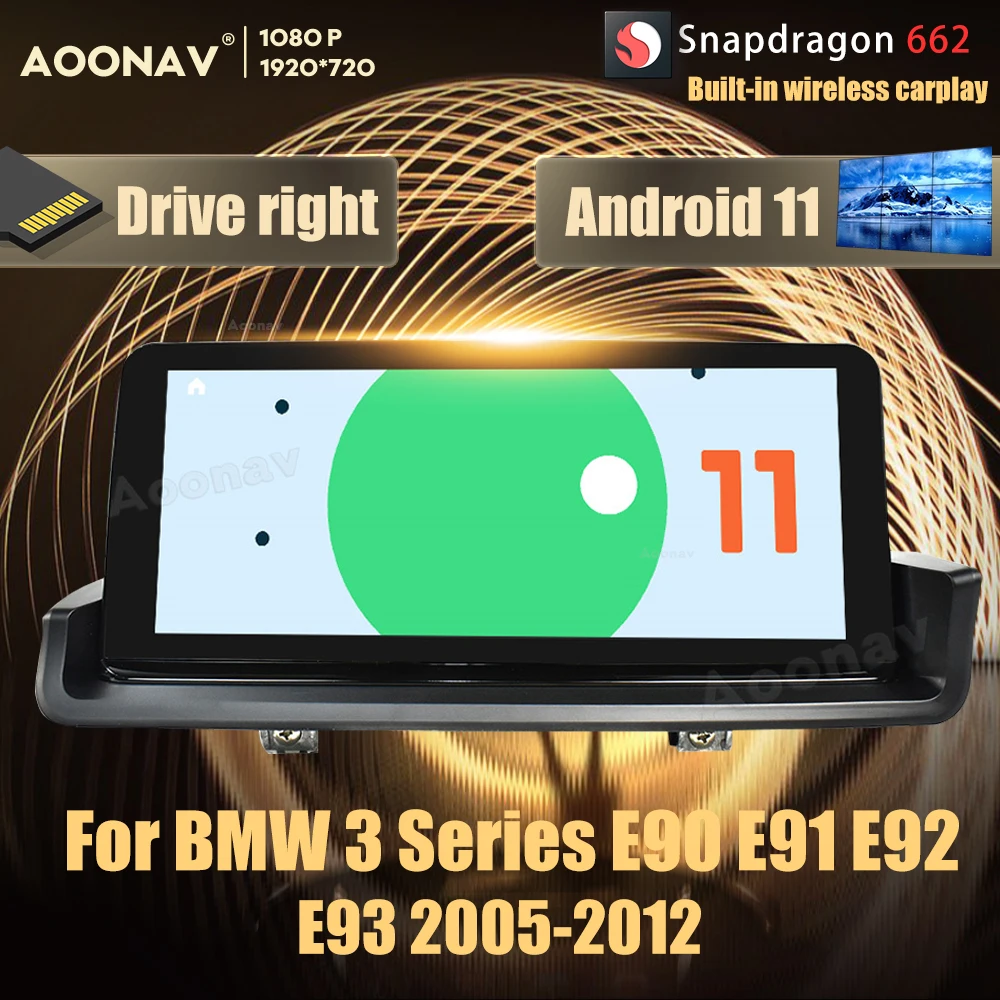 

Автомагнитола Snapdragon 662, Android 11, для BMW 3 серии E90 E91 E92 E93 2005-2012, мультимедийный плеер, DVD, стерео, 8 + 256 ГБ