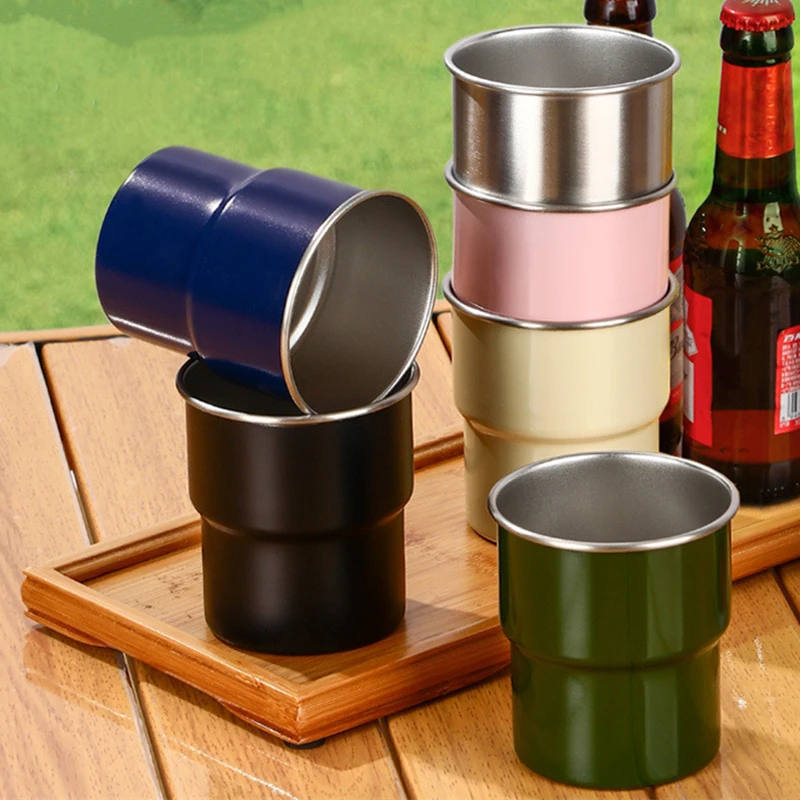 

300ml Stainless Steel Outdoor Camping Beer Cups Single-layer Picnic Mugs Water Cold Drinks Cup Portable Tumblers Drinkware