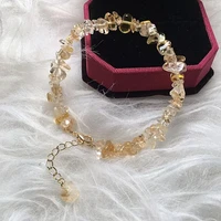 natural citrine gravel bracelet accessories luxury jewelry adjustable chain quartz crystal stone bangle for women gift for girl