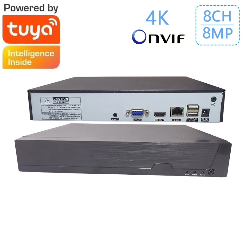 

Умный сетевой видеорегистратор Tuya Onvif, металлический чехол для IP-камеры, обнаружение движения, 8 каналов, 4K, 5 МП, 4 МП, 3 Мп, 2 Мп, H.265