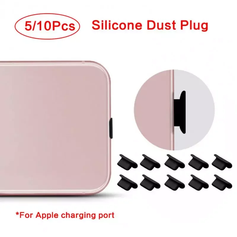 

5/10Pcs Silicone Mobile Phone Dust Plug Usb Charging Port Wear-resistant Dust Plug For IPhone 13 Pro Max Phone Accessories