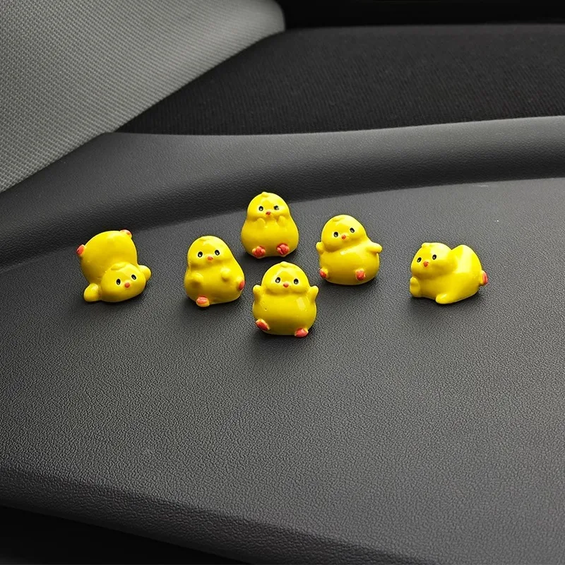 

6 шт., мини-желтый цыпленок, украшение для автомобиля, украшение из смолы для салона автомобиля, кнопка приборной панели, аксессуары для дома, спальни, офиса, Kawaii
