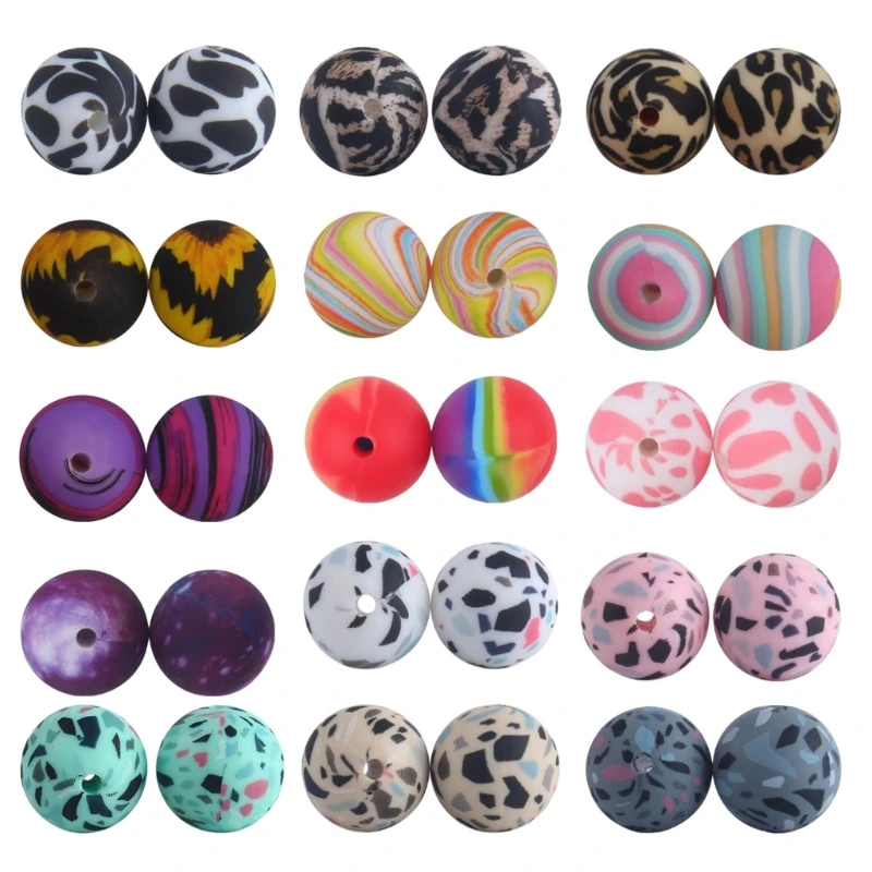 

Round Silicone Beads 15mm Necklace Bracelet Silicone Beads DIY Colorful Beads