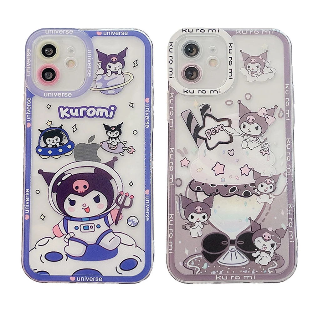 

Kawaii Sanrioed Kuromi мультяшный чехол для телефона милый прозрачный чехол для телефона для iPhone 11 12 13 ProMax Xs X XR супер милый лучший подарок