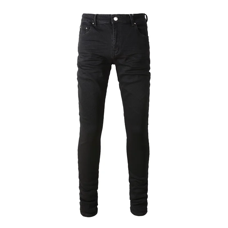 

New Arrivals Men's Black Distressed Slim Fit Steetwear Style Blank Skinny Stretch High Street Ripped Jeans