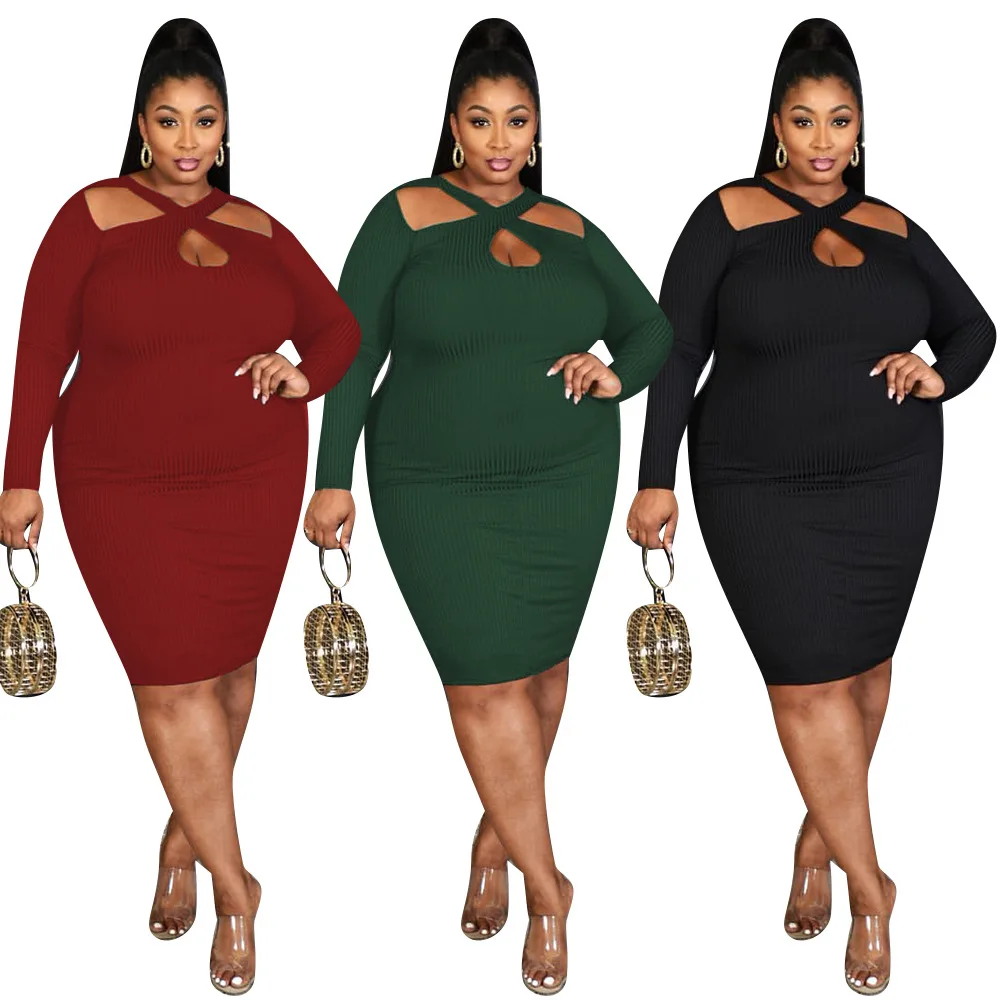 

Sexy temperament small pit stripe solid dress bodycon dresses for women 13257