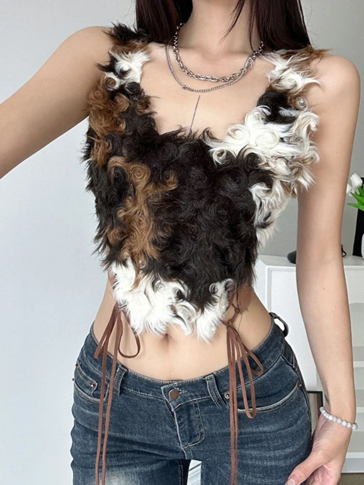 Шикарная модная американская уличная одежда Hikigawa винтажная пушистая Лоскутная