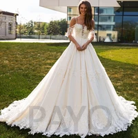 elegant wedding dress beading vintage appliques crystal lace off the shoulder sweetheart mopping robe de mariee for women