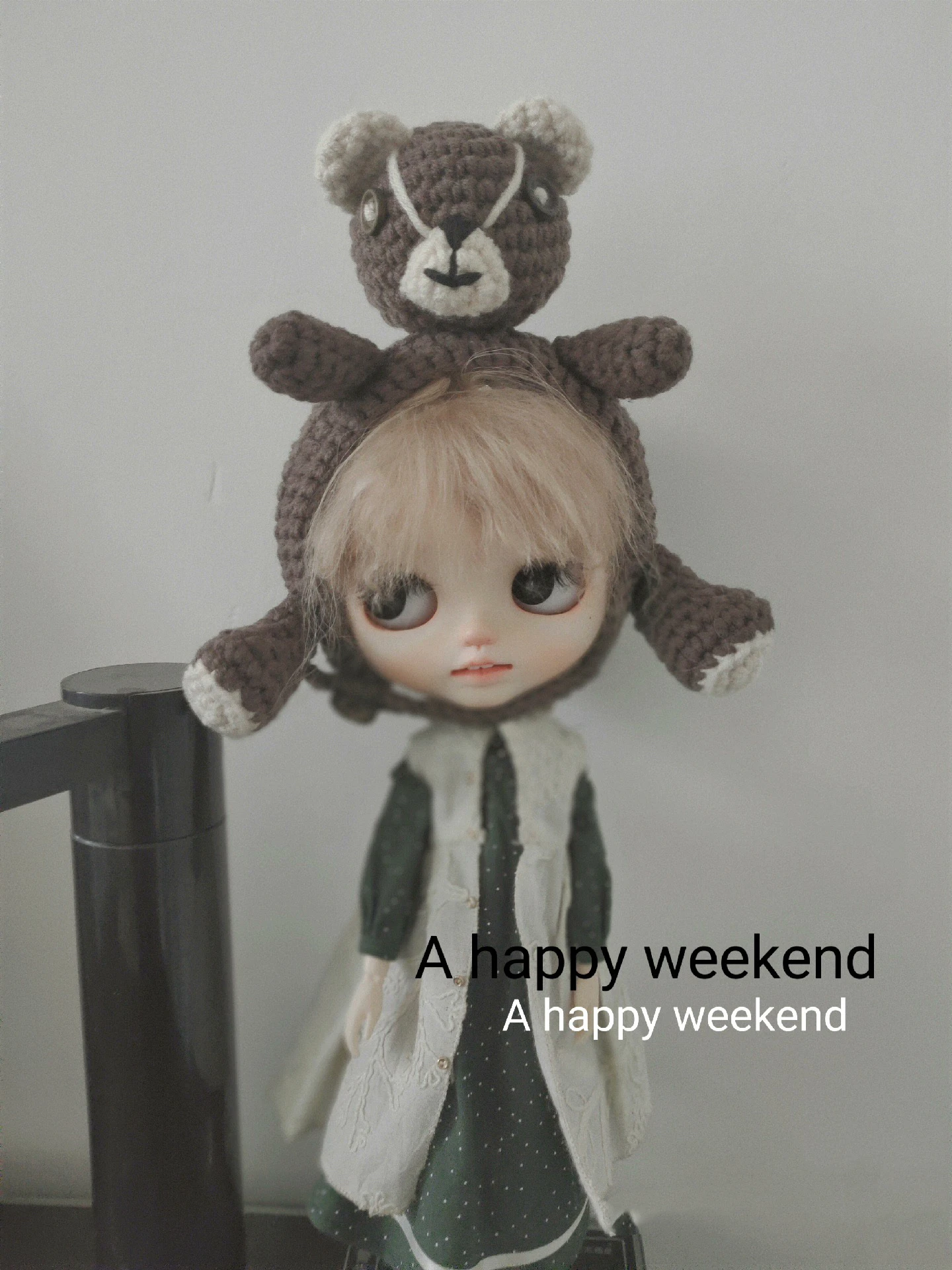 

Новый дизайн кубического медведя, шерстяная шапка ручной работы (подходит для blythe, аксессуары для кукол qbaby)