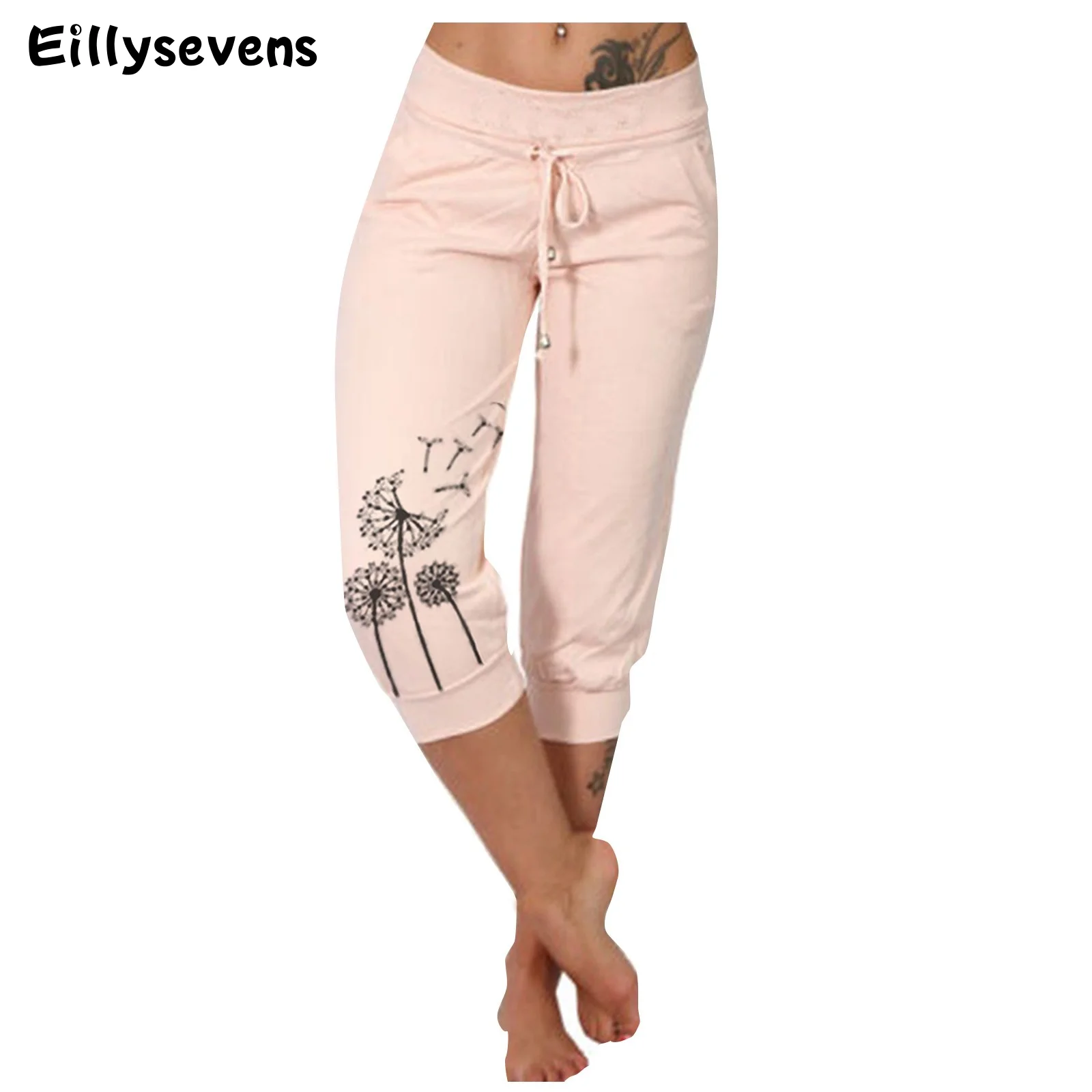 

Fashion Mid-calf Lady Capri Pants 2023 Summer Drawstring Pockets Cropped Pants Women Sports Shorts For Outdoor Pantalones