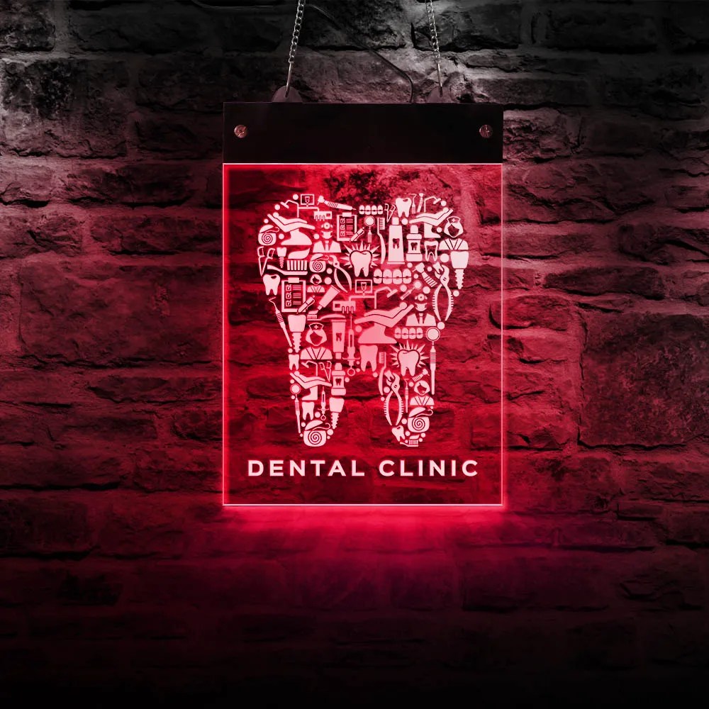 

Dentist Office LED Open For Sign Business Display Dental Elements Lighting Wall Art Dentistry LED Lighted Advertisement Board