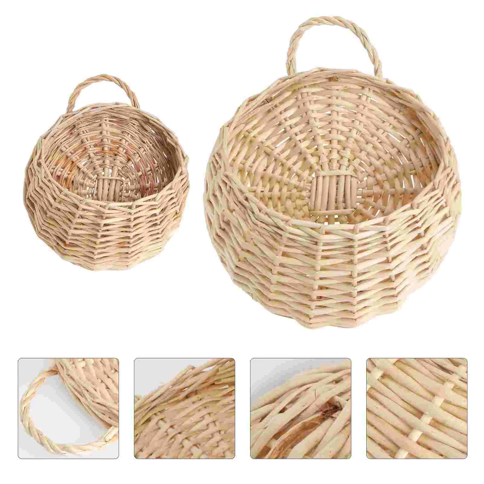 

Basket Hanging Wall Wicker Flower Door Rattan Storage Pot Basketswoven Flowerpot Planter Multipurpose Kitchen Egg Flowers Small