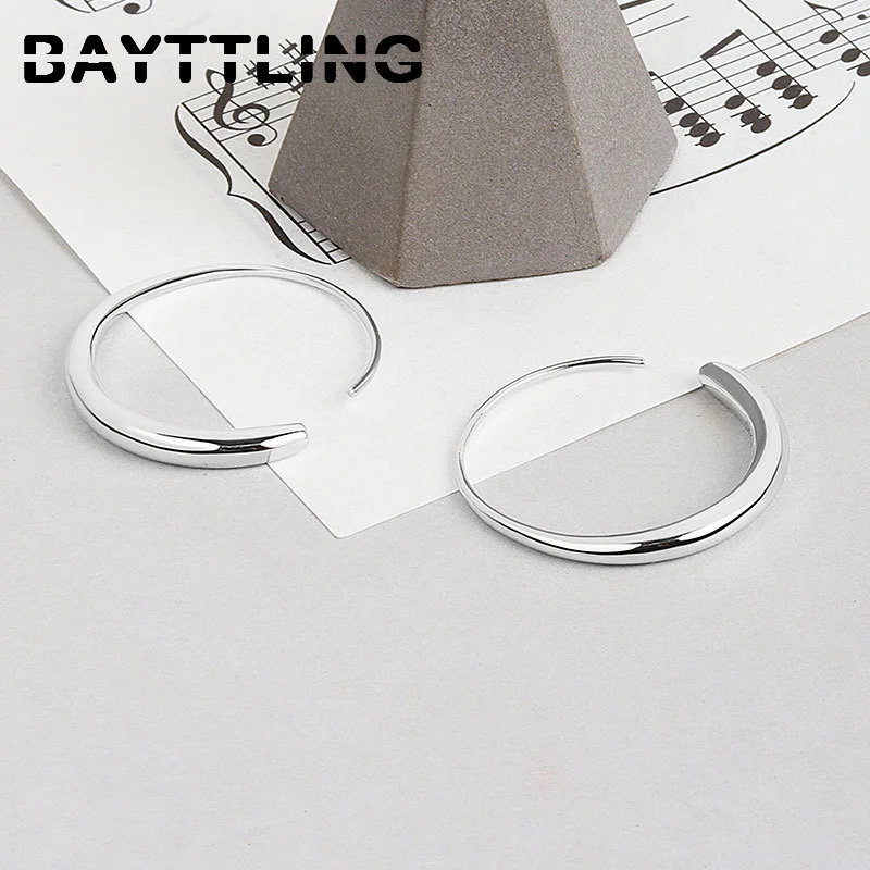 

BAYTTLING Silver Color 25MM Glossy Round Hoop Earrings For Women Fashion Party Gift Jewelry