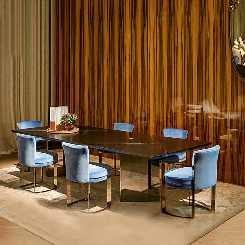 

Italian style light luxury dining table and chair combination dining table modern minimalist household rectangular dining table